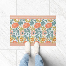 Roze en oranje bloemen, vintage grafische kunst