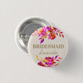 Roze en Oranje Bloemen Vrijgezellenfeest Ronde Button 3,2 Cm (Voorkant /achterkant)