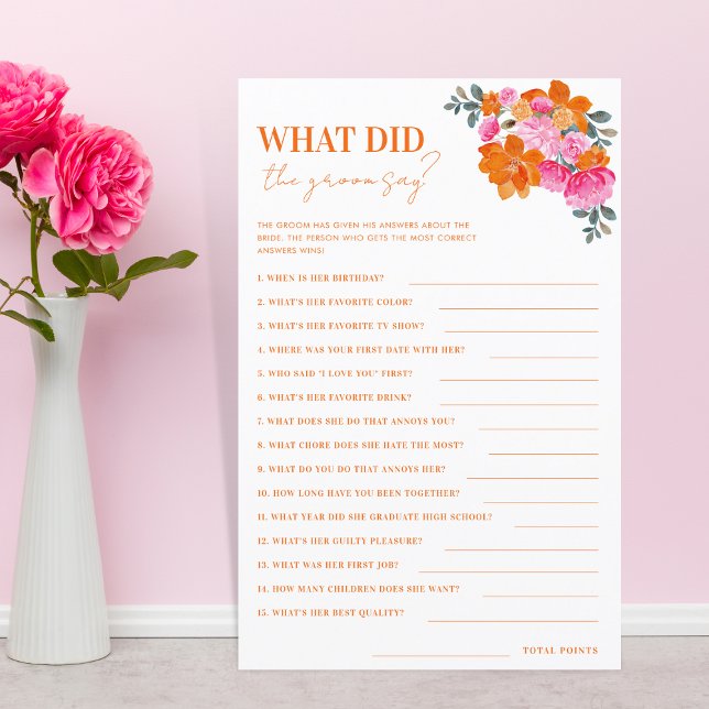 Roze en Oranje Bloemen Wat deed de bruidegom zegge (Creator heeft geüpload)