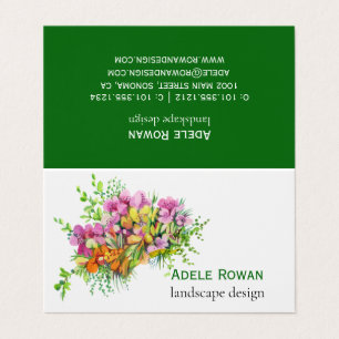 Roze en oranje bloemen waterverf schilderij visitekaartje