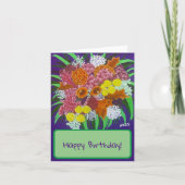 Roze en Oranje Bloemenboeket Verjaardag Kaart (Voorkant)