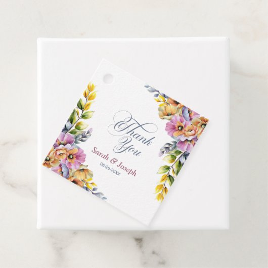 Roze en Oranje bloemenbruiloft Bedankt Bedankjes Labels (In situ)