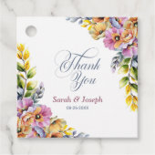 Roze en Oranje bloemenbruiloft Bedankt Bedankjes Labels (Voorkant)