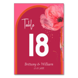 Roze en Oranje bloemenbruiloft Kaart