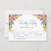 Roze en Oranje bloemenbruiloft RSVP Kaartje (Voorkant)