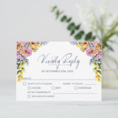 Roze en Oranje bloemenbruiloft RSVP Kaartje (Staand voorkant)