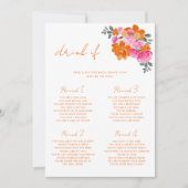 Roze en oranje bloemendrink als bruidsbruiloft spe kaart (Voorkant)