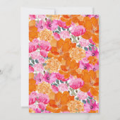 Roze en oranje bloemendrink als bruidsbruiloft spe kaart (Achterkant)