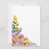 Roze en oranje bloemengehakt trouw kaart (Achterkant)