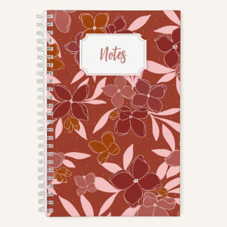 Roze en oranje bloemenspiraalnotitieboek | Journaa Notitieboek