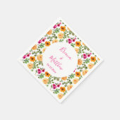 Roze en Oranje bloemig Elegant Script Servet (Hoek)