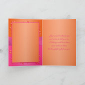 Roze en oranje bloemige bedankkaart (Binnen)