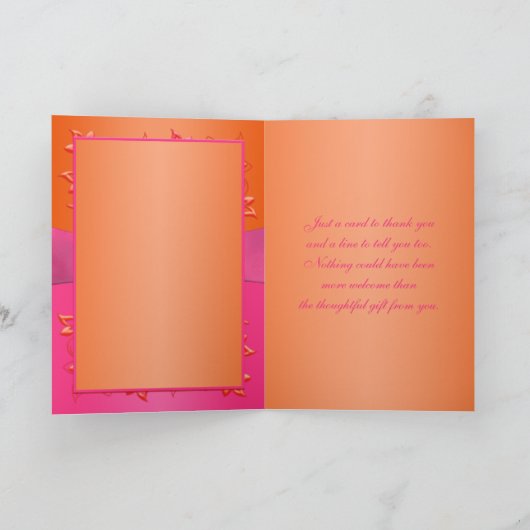 Roze en oranje bloemige bedankkaart (Binnen)