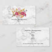 Roze en Oranje bloemkool op marmer Texture Visitekaartje (Voorkant / Achterkant)