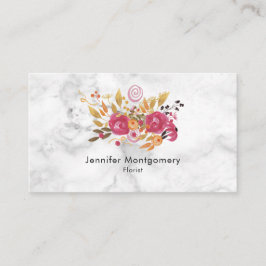 Roze en Oranje bloemkool op marmer Texture Visitekaartje
