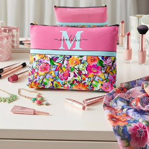 Roze en oranje bloemstuk gepersonaliseerd etui