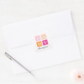 Roze en Oranje Blokken Baby shower Favor Sticker (Envelop)
