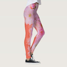 Roze en Oranje Blossom Yoga-Leggings