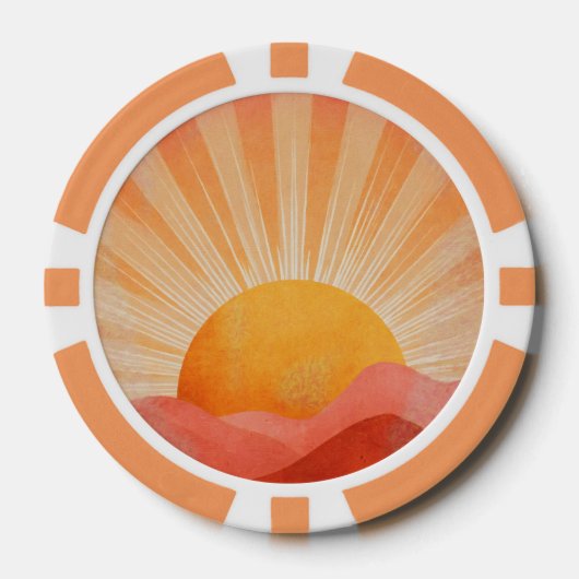 Roze en oranje Boho zonsopgang Poker Chips (Voorkant)