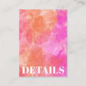 Roze en Oranje Bold Minimal Wedding Details Informatiekaartje (Achterkant)
