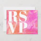 Roze en Oranje Bold minimalistische bruiloft RSVP Kaartje (Achterkant)
