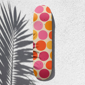 Roze en Oranje Bold Retro Geïnspireerde Polka Dot Persoonlijk Skateboard
