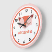 Roze en Oranje Bos Face Acryl Grote Klok (Hoek)