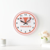 Roze en Oranje Bos Face Acryl Grote Klok (Huis)