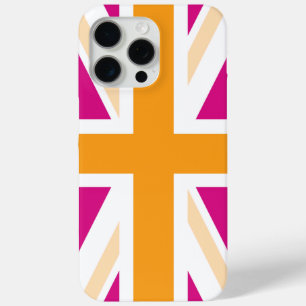 Roze en Oranje Britse vlag iPhone 15 Pro Max Hoesje