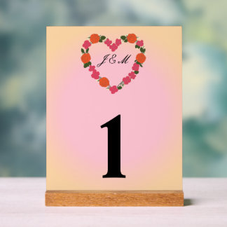 roze en oranje bruiloft acryl bord