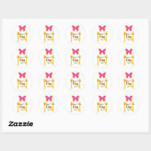 Roze en Oranje Bruiloft Monogram Sticker (Vel)