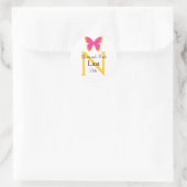 Roze en Oranje Bruiloft Monogram Sticker (Tas)