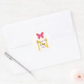 Roze en Oranje Bruiloft Monogram Sticker (Envelop)
