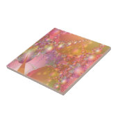 Roze en Oranje bubelfractal Tegeltje (Zijkant)