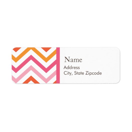Roze en Oranje Chevron Adreslabel Etiket (Voorkant)