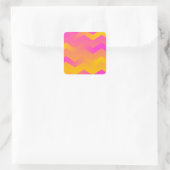 Roze en Oranje Chevron Envelope-stickers Vierkante Sticker (Tas)