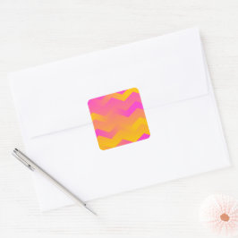 Roze en Oranje Chevron Envelope-stickers Vierkante Sticker