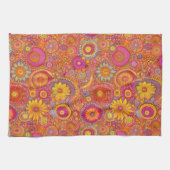 Roze en Oranje Daisies keukenhanddoek (Horizontaal)