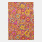 Roze en Oranje Daisies keukenhanddoek (Verticaal)