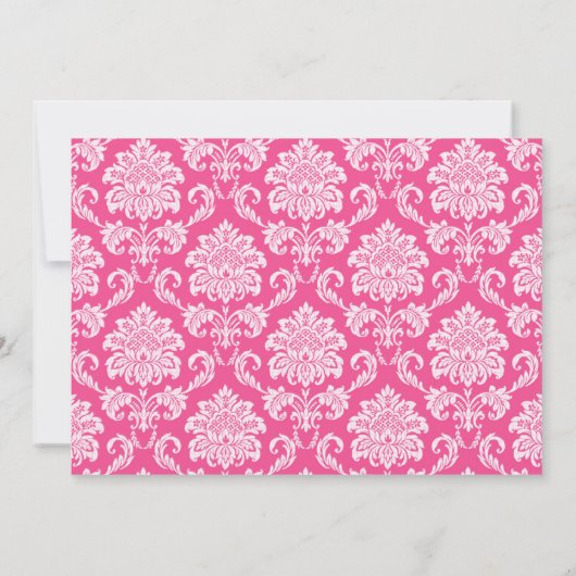 Roze en Oranje Damask RSVP-kaarten Kaart (Achterkant)