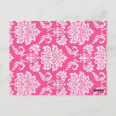 Roze en Oranje Damask Wedding Table Number Briefkaart (Achterkant)