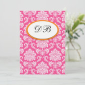 Roze en Oranje Damask Wedding Table Number Kaart (Staand voorkant)