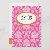 Roze en Oranje Damask Wedding Table Number Kaart (Voorkant / Achterkant)