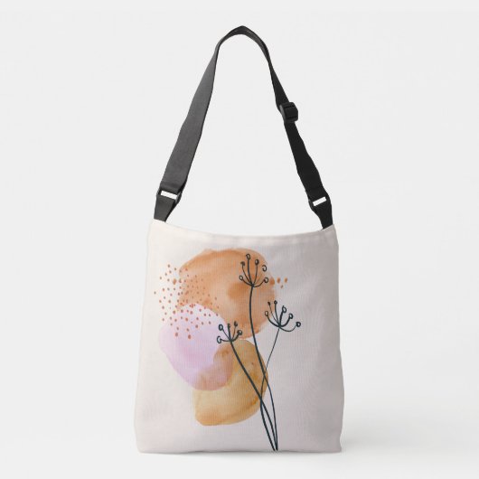 Roze en Oranje Dandelion Abstract Crossbody Tas (Voorkant)