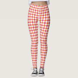 Roze en Oranje diamantpatroon Leggings