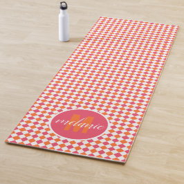 Roze en Oranje Diamond Pattern Monogram Yoga Mat