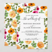 Roze en Oranje eenvoudig handschrift van Floral El Kaart (Voorkant / Achterkant)