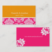 Roze en Oranje Elegant Damask Visitekaartje (Voorkant / Achterkant)