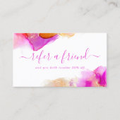 Roze en Oranje elegante Waterverf alcoholinkt Aanbevelingskaartje (Voorkant)