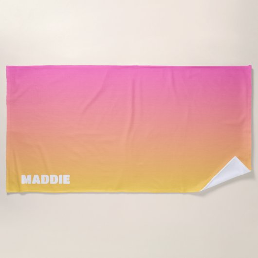 Roze en Oranje esthetische Preppy strandlaken (Voorkant)